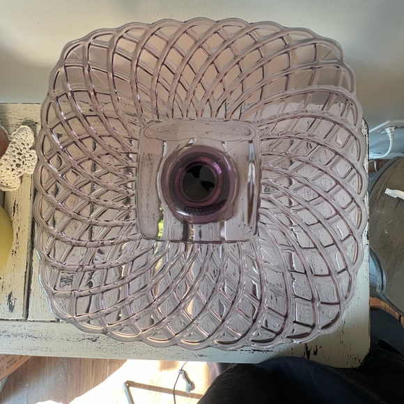 Vintage LE Smith Trellis Lavender Purple Square Pedestal Cake Plate Stand - Picture 6 of 15